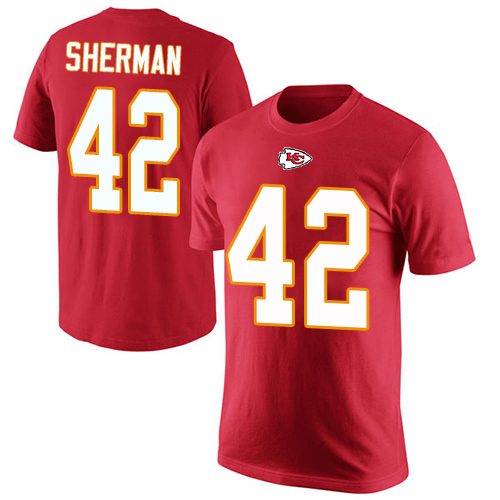 Men Kansas City Chiefs #42 Sherman Anthony Red Rush Pride Name and Number NFL T Shirt->nfl t-shirts->Sports Accessory